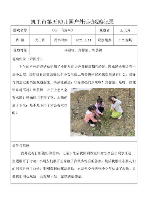 户外游戏活动观察记录,幼儿成长轨迹的实证分析